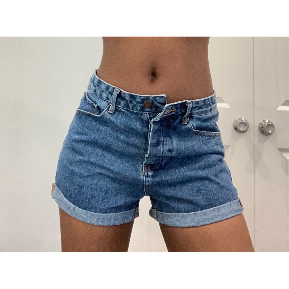 High Waisted Cuffed Size 28 Denim Shorts